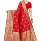 Vamika Banarasi Jacquard Weaving Red Saree (Siri Red) | Swadesiicart