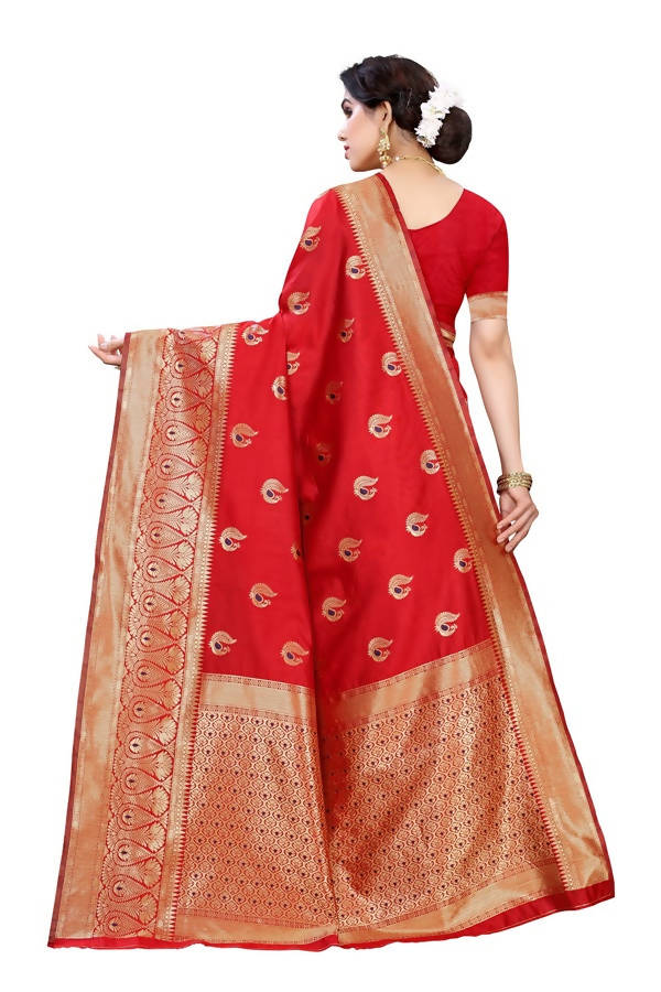 Vamika Banarasi Jacquard Weaving Red Saree (Siri Red) | Swadesiicart