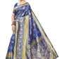 Vamika Banarasi Jaquard Blue Weaving Saree | Swadesiicart