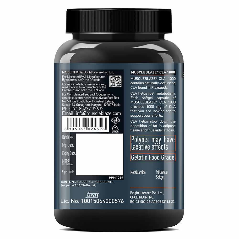 MuscleBlaze CLA 1000 Fat Burner Supplement | Swadesiicart
