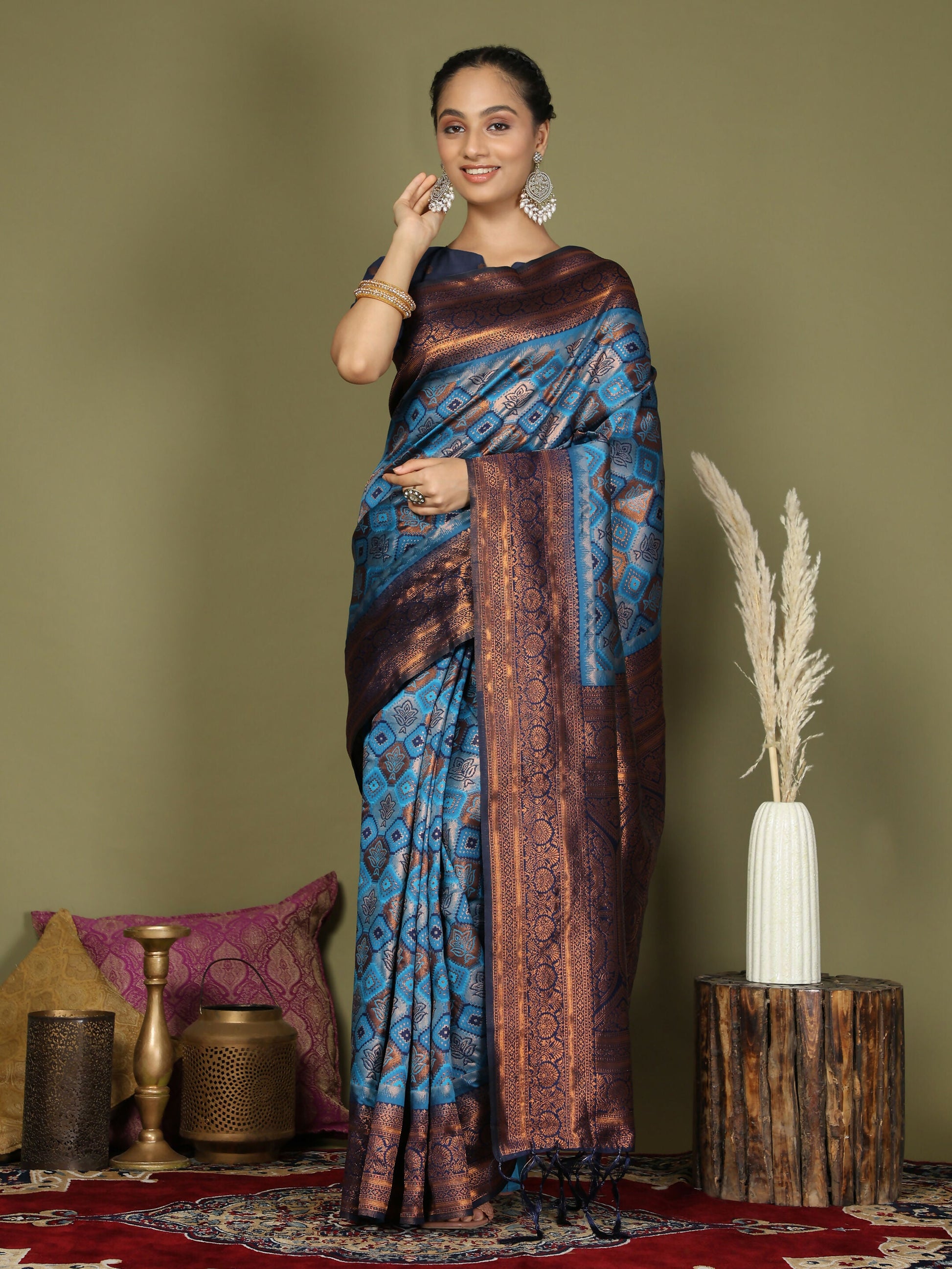 Shree Shyam Fashion Lichi Silk Sky Blue Saree