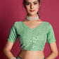 Vamsee Green And Blue Georgette Designer Saree - Swadesiicart