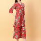 Joban Fashion Red Cotton Printed & Hand Work Co-ord Set - Swadesiicart