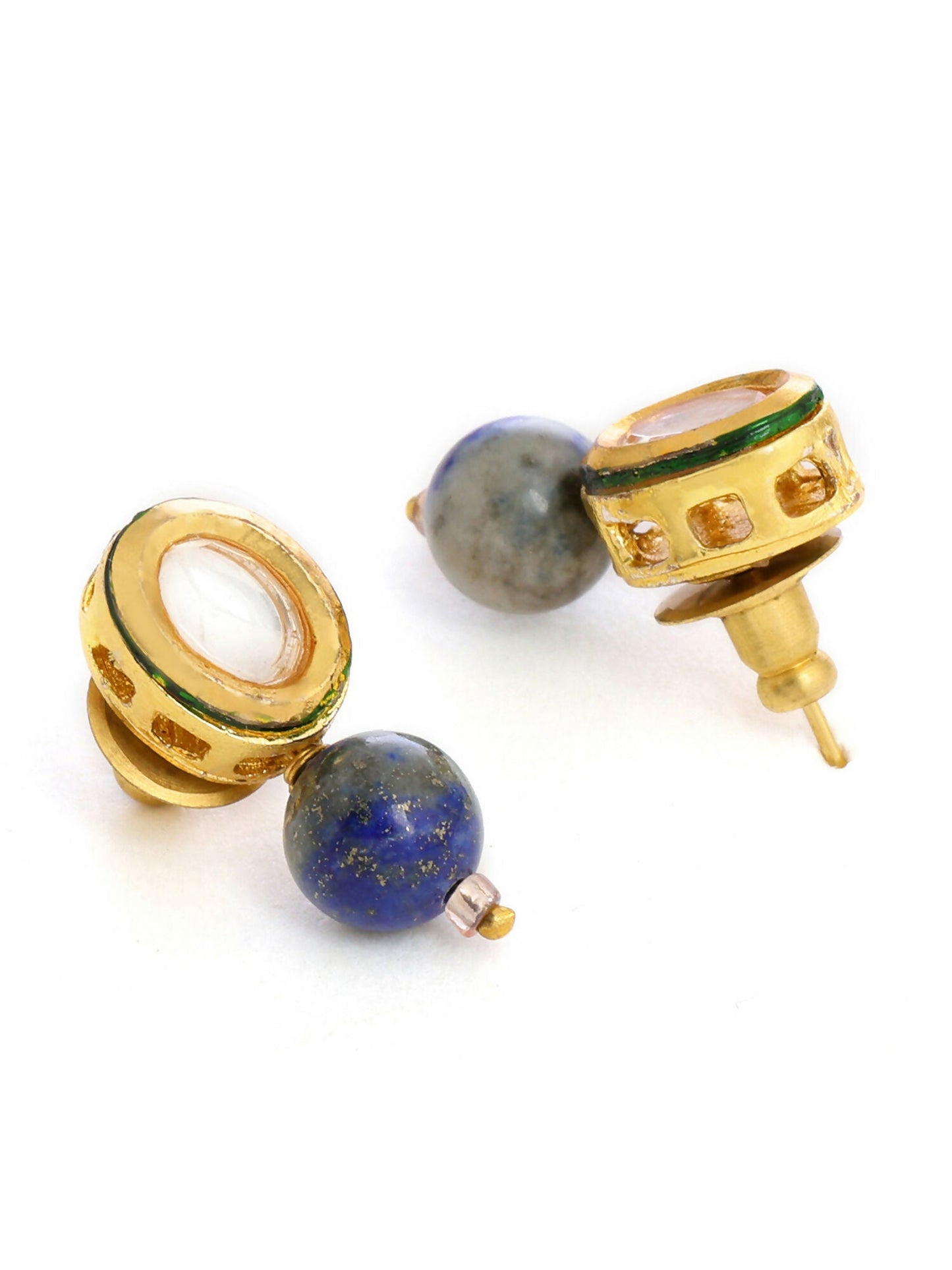 Ruby Raang Blue Lapis Lazuli Kundan Studs | Swadesiicart