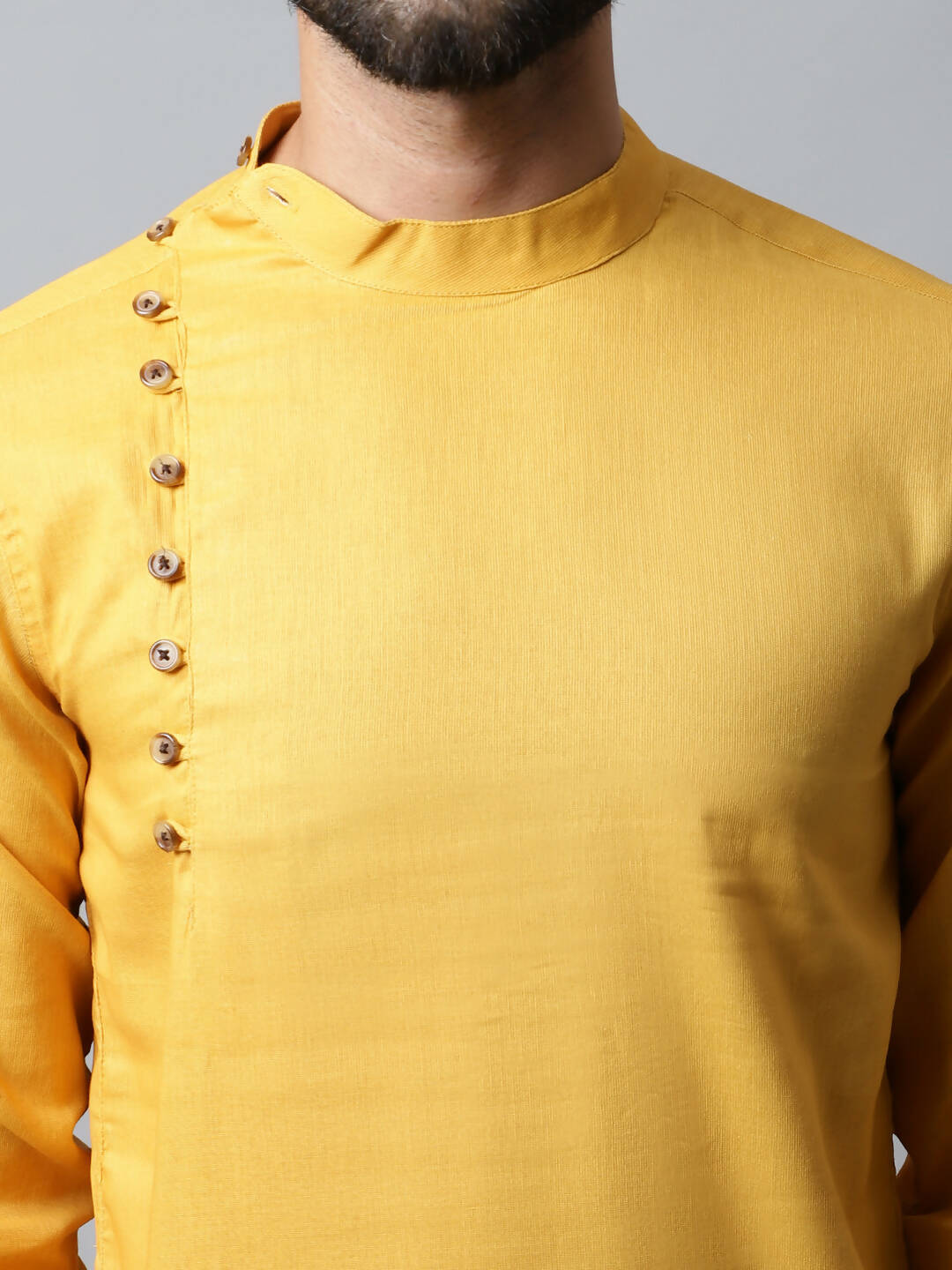 Even Apparels Yellow Color Pure Cotton Men's Kurta With Side Placket (MMS1130) | Swadesiicart