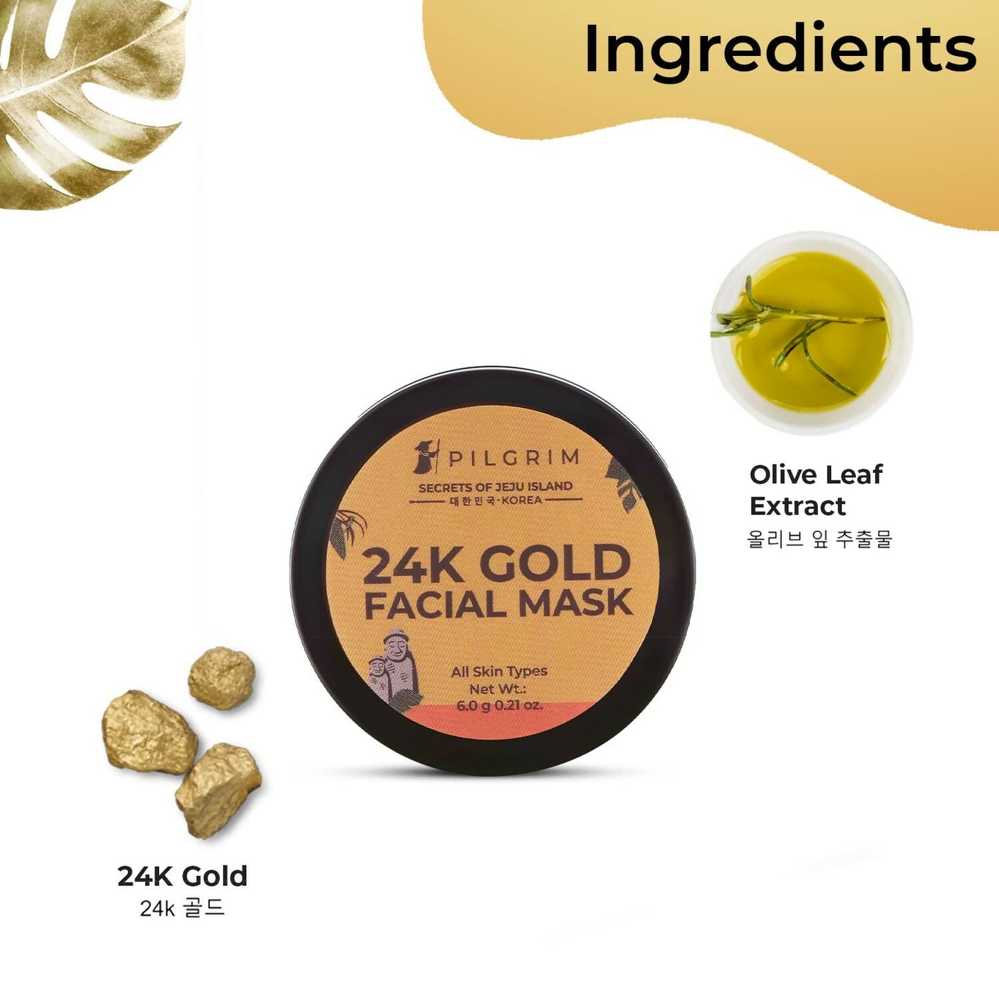 Pilgrim 24K Gold Facial Mask (Mini) For Glowing Skin And Restoring Skin Radiance - Swadesiicart