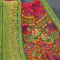 Vibrant Shades Of Pink Kalamkaari Design Semi Chanderi Saree With Contrast Blouse By Gayathri Reddy Designer Studio | Swadesiicart