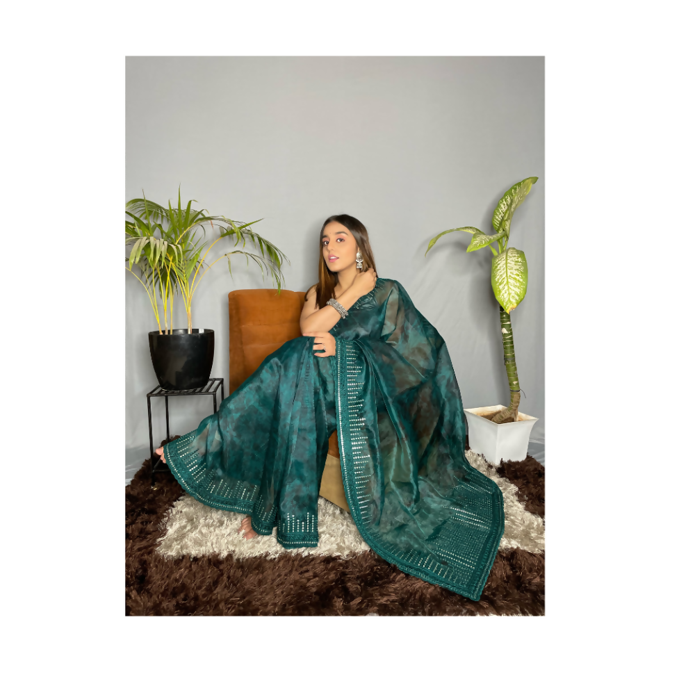 Vamsee Rinkle-Gotta Maroon Organza Saree - Swadesiicart