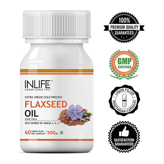Inlife Flaxseed Oil Capsules Without Gelatin