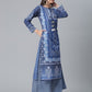 Ahalyaa Women Navy Blue Crepe Floral Print kurta With Palazzo | Swadesiicart