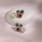 Multi Stone Earrings with Pearls- Ruby Raang | Swadesiicart