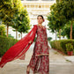 Vaasva Women Maroon Muslin Floral & Embroidered Cut Work Kurta ,Sharara & Dupatta set | Swadesiicart