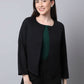 Even Apparels Black Polywool Open Front Statement Women's Jacket | Swadesiicart