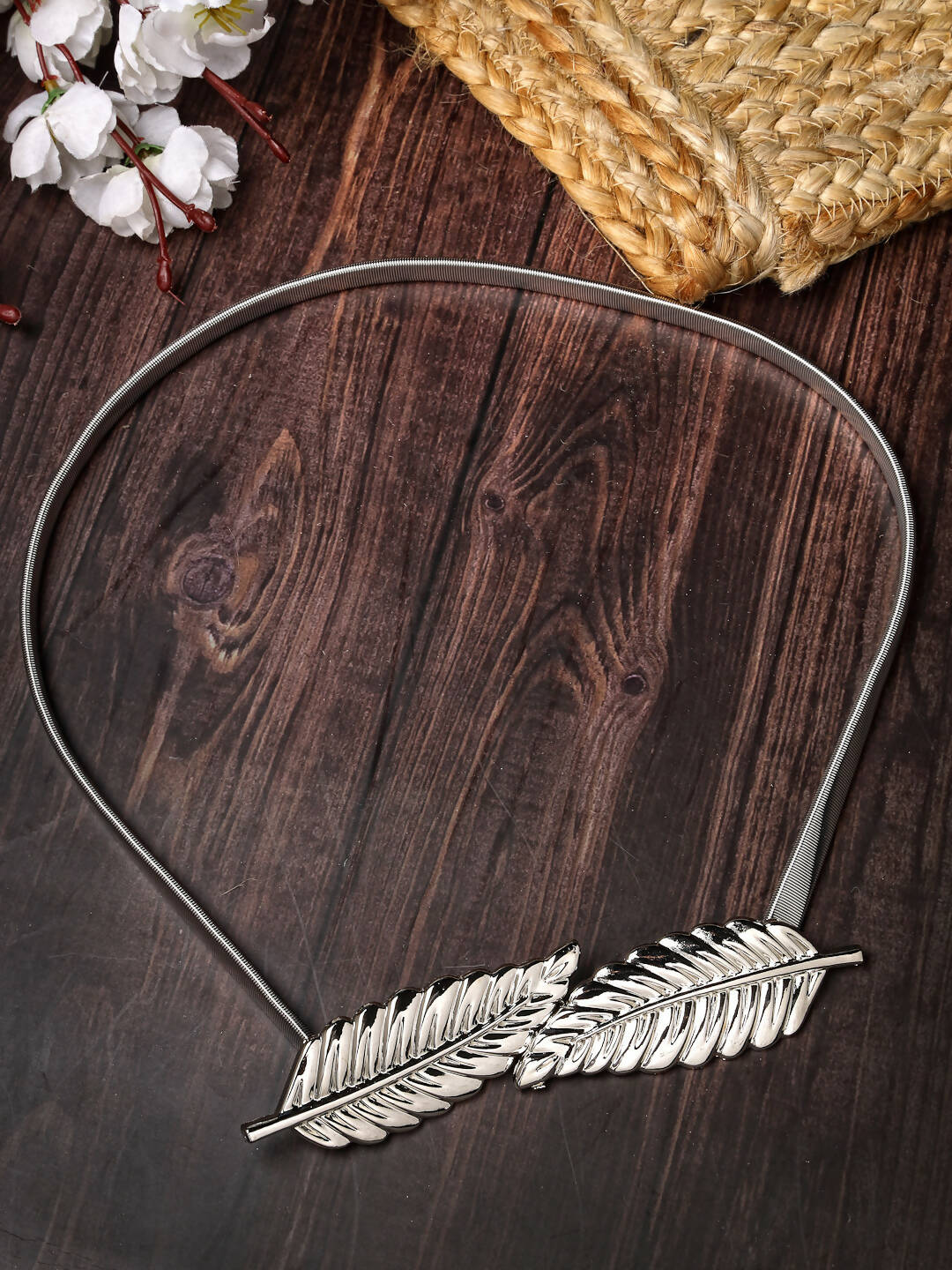 NVR Women Circular Silver Plated Stretchable Metal Belt | Swadesiicart