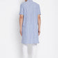 Even Apparels Blue Men's H/S Pure Cotton Kurta With Band Collar | Swadesiicart