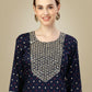 Jyoti Fashion Women's Navy Blue Silk Blend Embroidery & Sequence work Kurta with Trouser & Dupatta | Swadesiicart