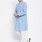 Even Apparels Blue Pure Cotton Men's Kurta With Band Collar | Swadesiicart