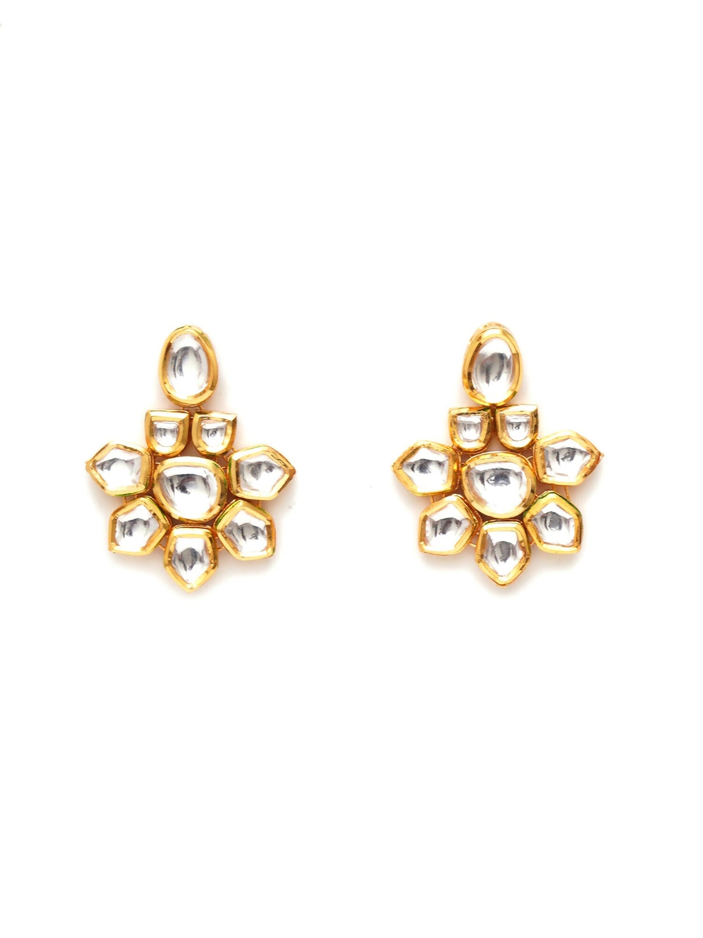 Kundan Earrings (Gold) - Ruby Raang - Swadesiicart