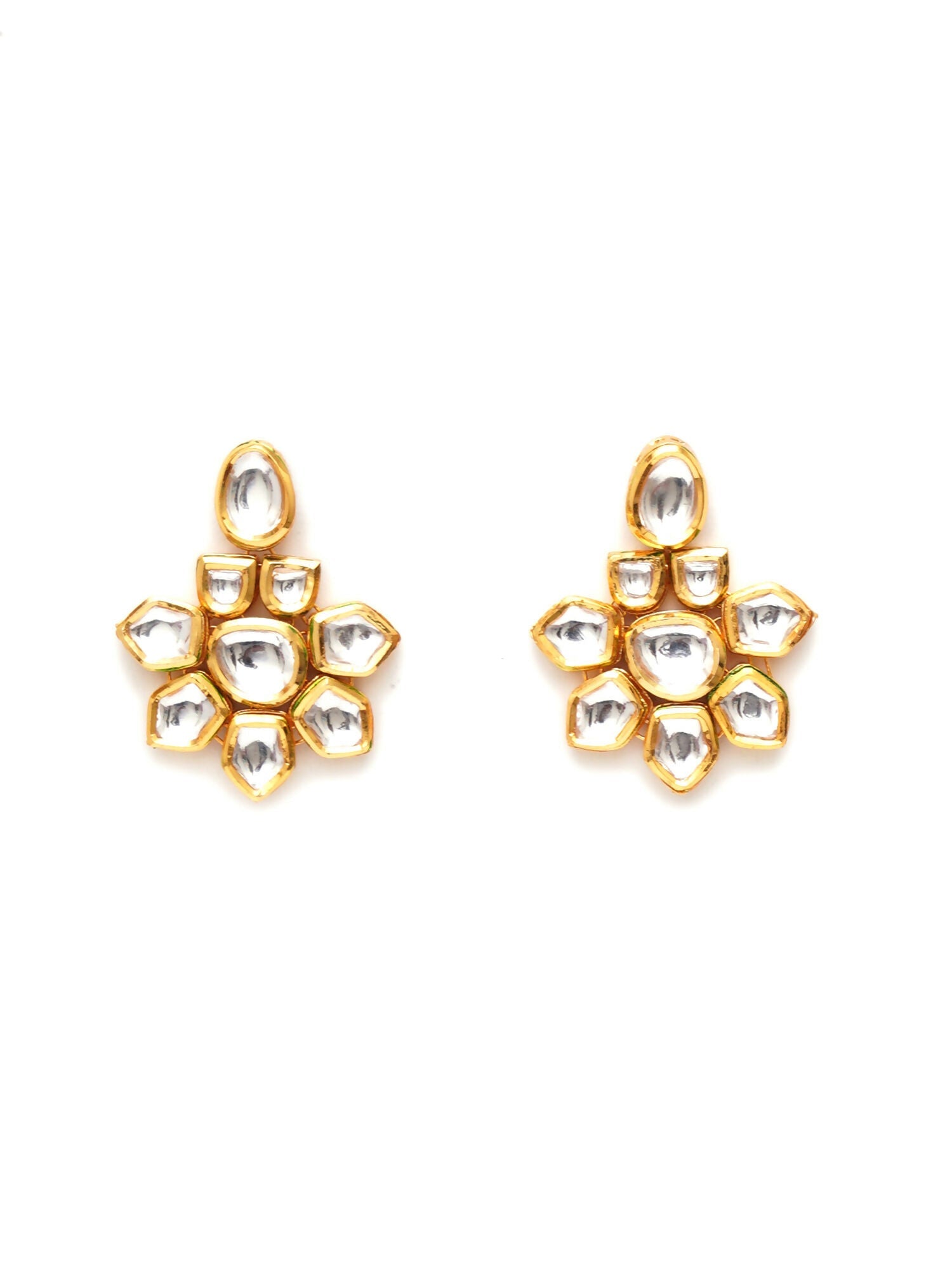 Kundan Earrings (Gold) - Ruby Raang - Swadesiicart