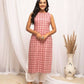 FIORRA Women's Floral Printed Pink Cotton Straight Kurta - Swadesiicart