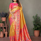 Aastha Fashion Yellow Tissue Silk Paithani Woven Saree
