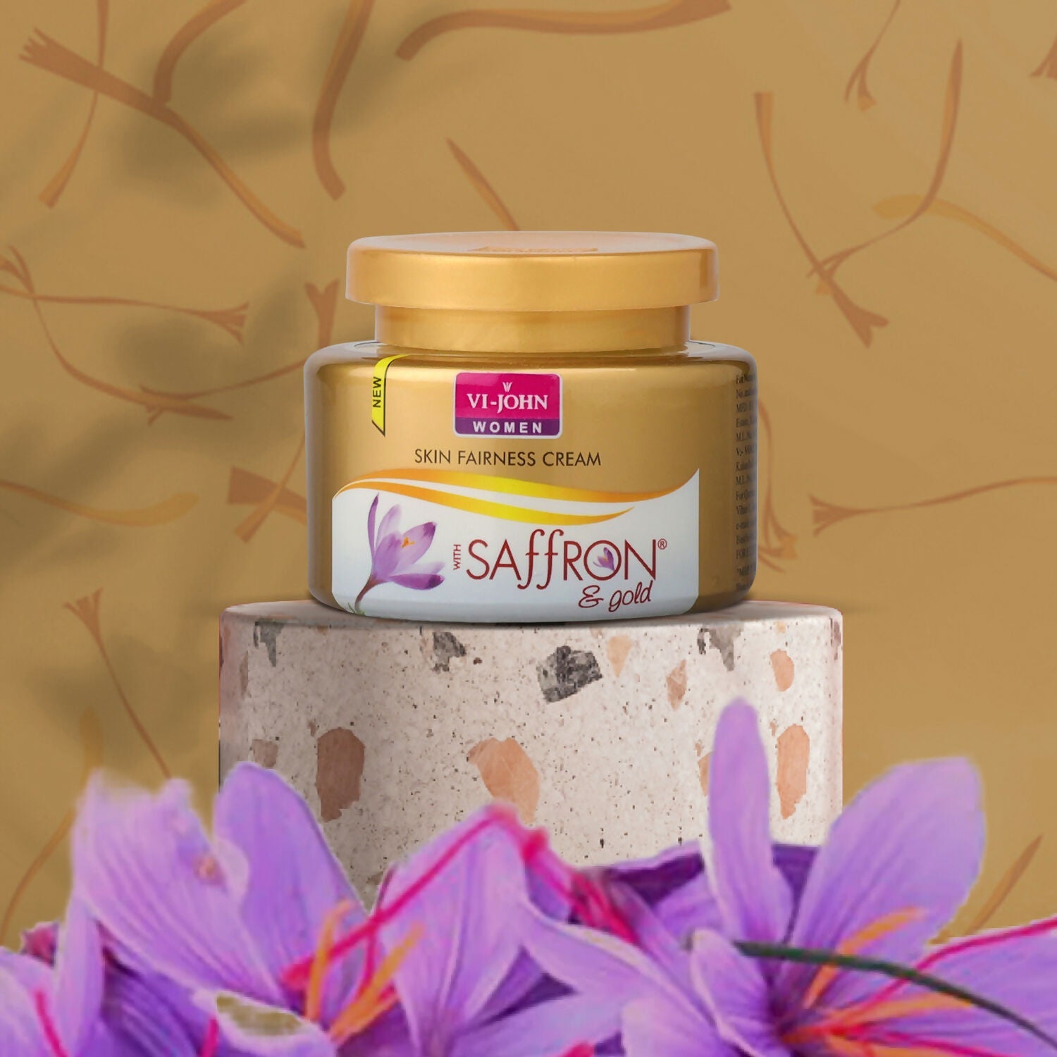 VI-JOHN Saffron Gold Skin Fairness Cream with Vitamin E & Mulberry Extracts | Swadesiicart