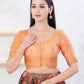 Joban Fashion Rust-Gold Shimmer Elbow Sleeveless Front Open Blouse - Swadesiicart