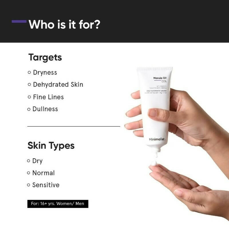 Minimalist 5% Marula Oil Moisturizer With Hyaluronic Acid & Vitamin F & E - Swadesiicart