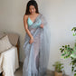 Vamsee Anushka Grey Organza Saree - Swadesiicart