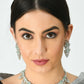 Mominos Fashion Johar Kamal Silver-Plated American Diamond Pista Green Choker Set | Swadesiicart