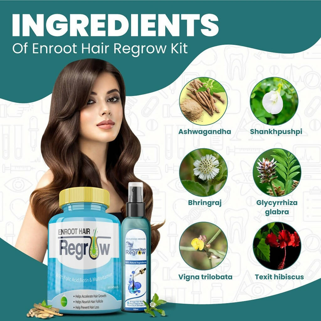 Divya Shree Enroot Hair Regrow Capsule & Oil Nourish & Cleanse Hair Kit - Swadesiicart