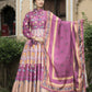 Wedding Designer Purple Soft Dola Silk Anarkali suit with Dupatta - Samanta - Swadesiicart