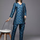 Ahalyaa Women's Traditional Wear Co-ods - Teal Blue - Swadesiicart