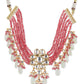 Pink White Brass Gold-Polished Necklace - Ruby Raang | Swadesiicart