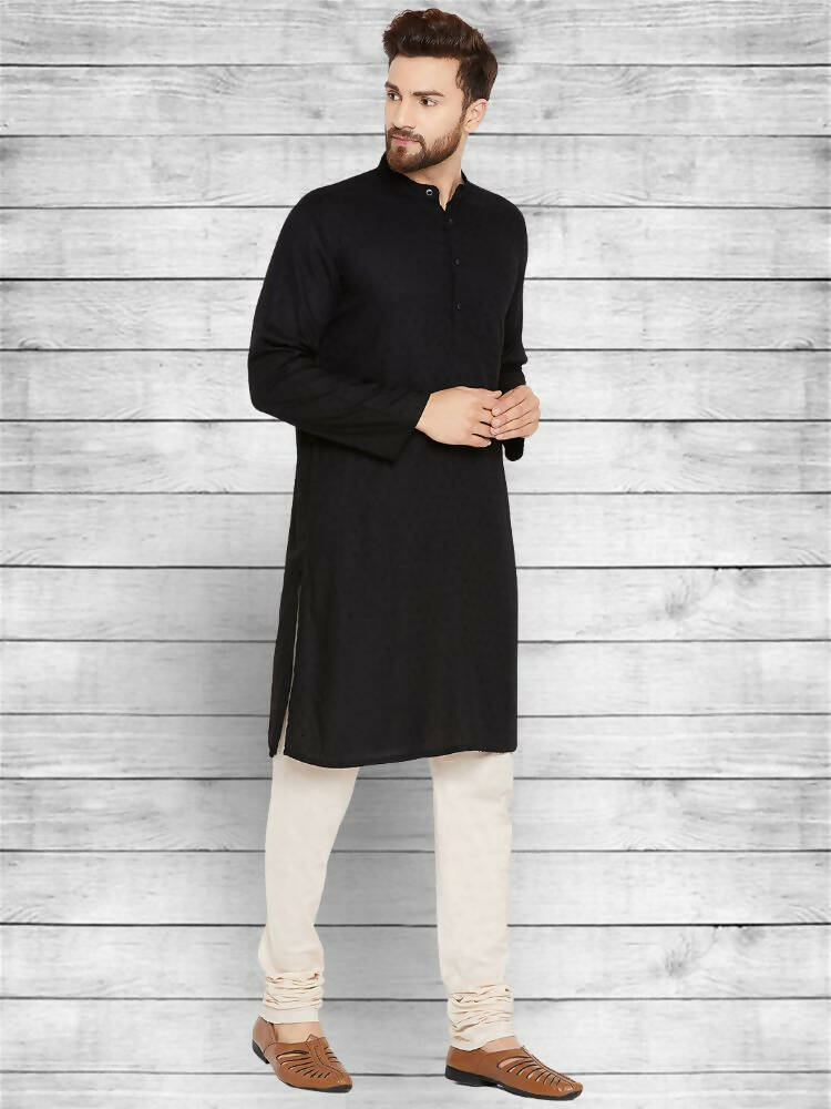 Even Apparels Pure Cotton Black Kurta - Black | Swadesiicart