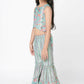 Lil Drama Golden Weaves Blue Crop Top With Palazzo Co-Ordinate Set - Swadesiicart