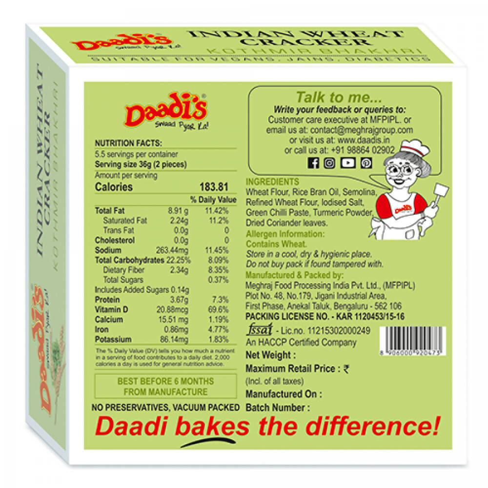 Daadi's Kothmir Bhakhri - Swadesiicart