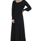 Bashariya Loose From Chest| Arabian Abaya With Gather and Smocky Sleeves - Black
