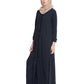 Bashariya Front Open Abaya With Ruffled Panels and Side Pockets - NavyBlue
