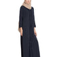 Bashariya Front Open Abaya With Ruffled Panels and Side Pockets - NavyBlue