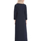Bashariya Front Open Abaya With Ruffled Panels and Side Pockets - NavyBlue