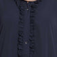 Bashariya Front Open Abaya With Ruffled Panels and Side Pockets - NavyBlue