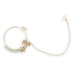 Gold-Polished White Green Kundan-Studded Pearl Beaded Nosepin - Ruby Raang | Swadesiicart