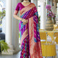 Vishnu Weaves Women's Pink Banarasi Silk Zari Woven Saree with Blouse - Swadesiicart