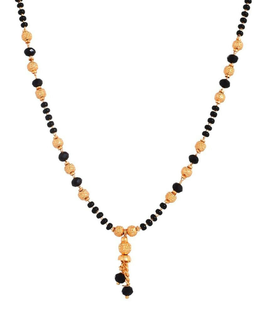 VOJ Gold-Polished Round Design Beaded Chain Mangalsutra - Swadesiicart