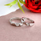 VOJ Stainless Steel Cubic Zirconia Silver Plated Adjustable Ring Set for Couple | Swadesiicart