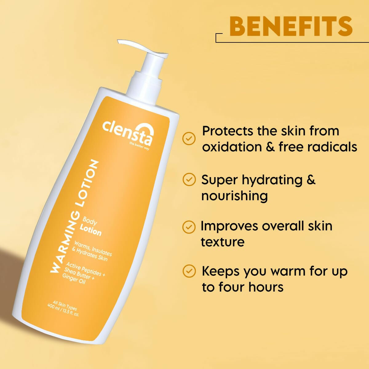Clensta Warming Body Lotion With Ginger Oil | Swadesiicart