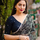 Black Poly Georgette Ethnic Motifs Saree with Unstitched Blouse - Hiral Fashion | Swadesiicart