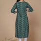 Miravan Women's Rayon Bandhani Print Straight Kurta Green - Swadesiicart