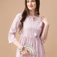Bandhani Printed Flared Tie Up Neck Kurta, Multicolor - Hiral Fashion